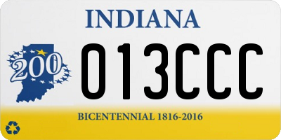 IN license plate 013CCC