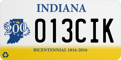 IN license plate 013CIK