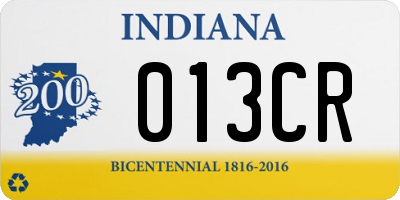 IN license plate 013CR