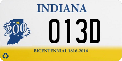 IN license plate 013D