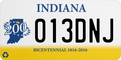 IN license plate 013DNJ