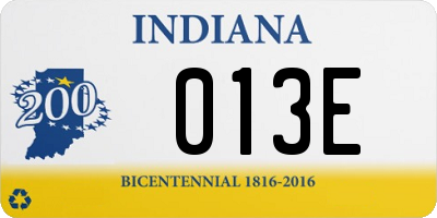 IN license plate 013E