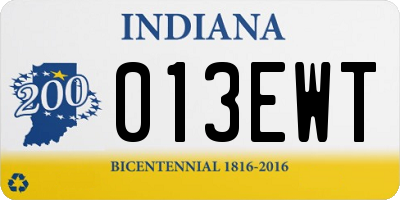 IN license plate 013EWT