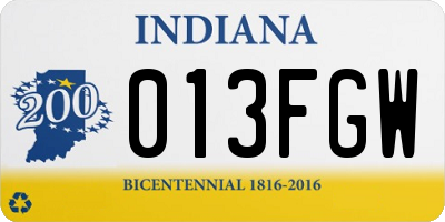 IN license plate 013FGW