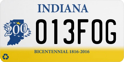 IN license plate 013FOG
