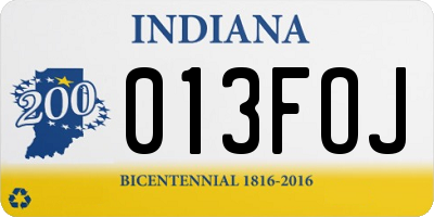 IN license plate 013FOJ