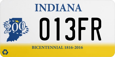 IN license plate 013FR