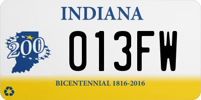 IN license plate 013FW
