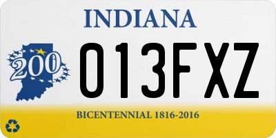 IN license plate 013FXZ