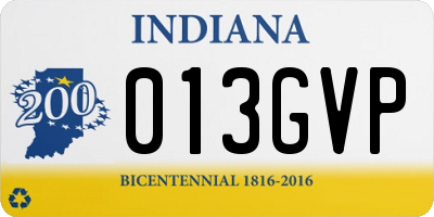 IN license plate 013GVP