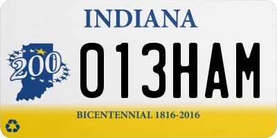 IN license plate 013HAM