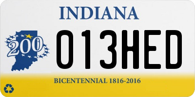 IN license plate 013HED
