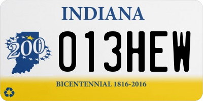 IN license plate 013HEW