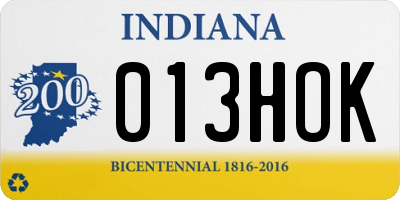 IN license plate 013HOK