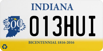 IN license plate 013HUI