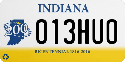 IN license plate 013HUO