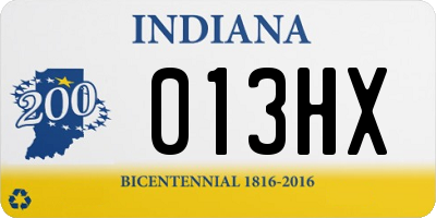 IN license plate 013HX