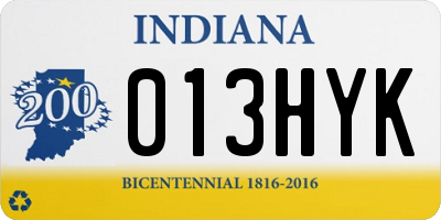 IN license plate 013HYK