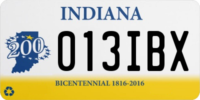 IN license plate 013IBX