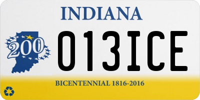 IN license plate 013ICE