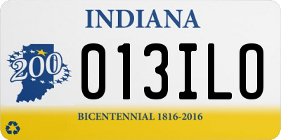 IN license plate 013ILO