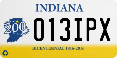 IN license plate 013IPX