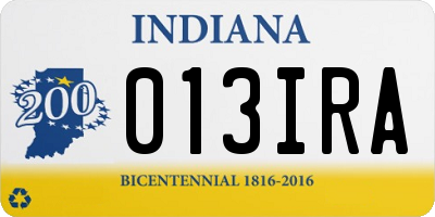 IN license plate 013IRA