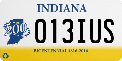 IN license plate 013IUS