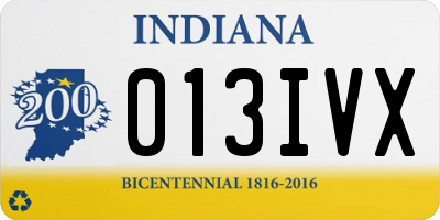 IN license plate 013IVX