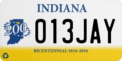 IN license plate 013JAY