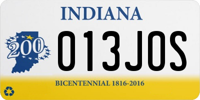 IN license plate 013JOS