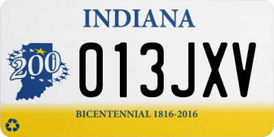 IN license plate 013JXV