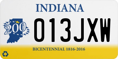 IN license plate 013JXW