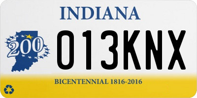IN license plate 013KNX