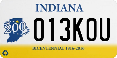 IN license plate 013KOU
