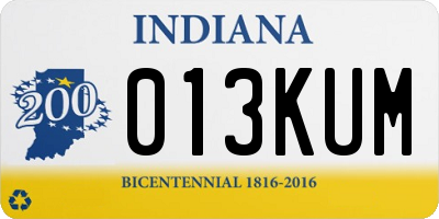 IN license plate 013KUM