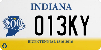 IN license plate 013KY