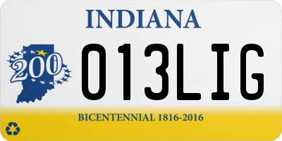 IN license plate 013LIG