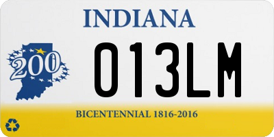 IN license plate 013LM