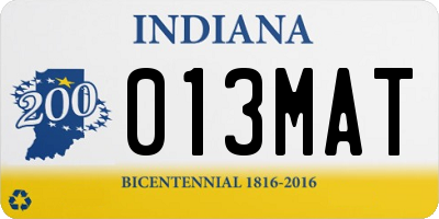 IN license plate 013MAT