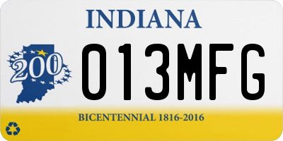 IN license plate 013MFG
