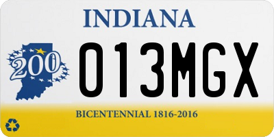 IN license plate 013MGX