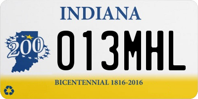 IN license plate 013MHL