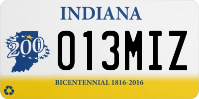 IN license plate 013MIZ