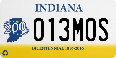 IN license plate 013MOS