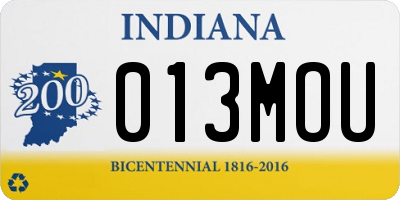 IN license plate 013MOU