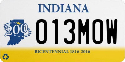 IN license plate 013MOW