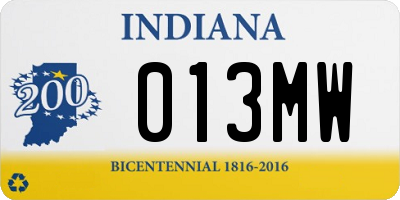 IN license plate 013MW