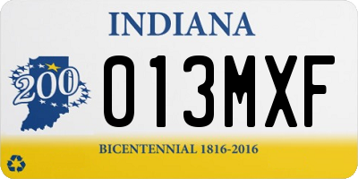 IN license plate 013MXF