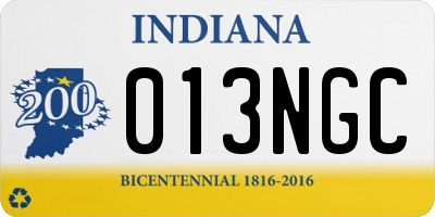 IN license plate 013NGC